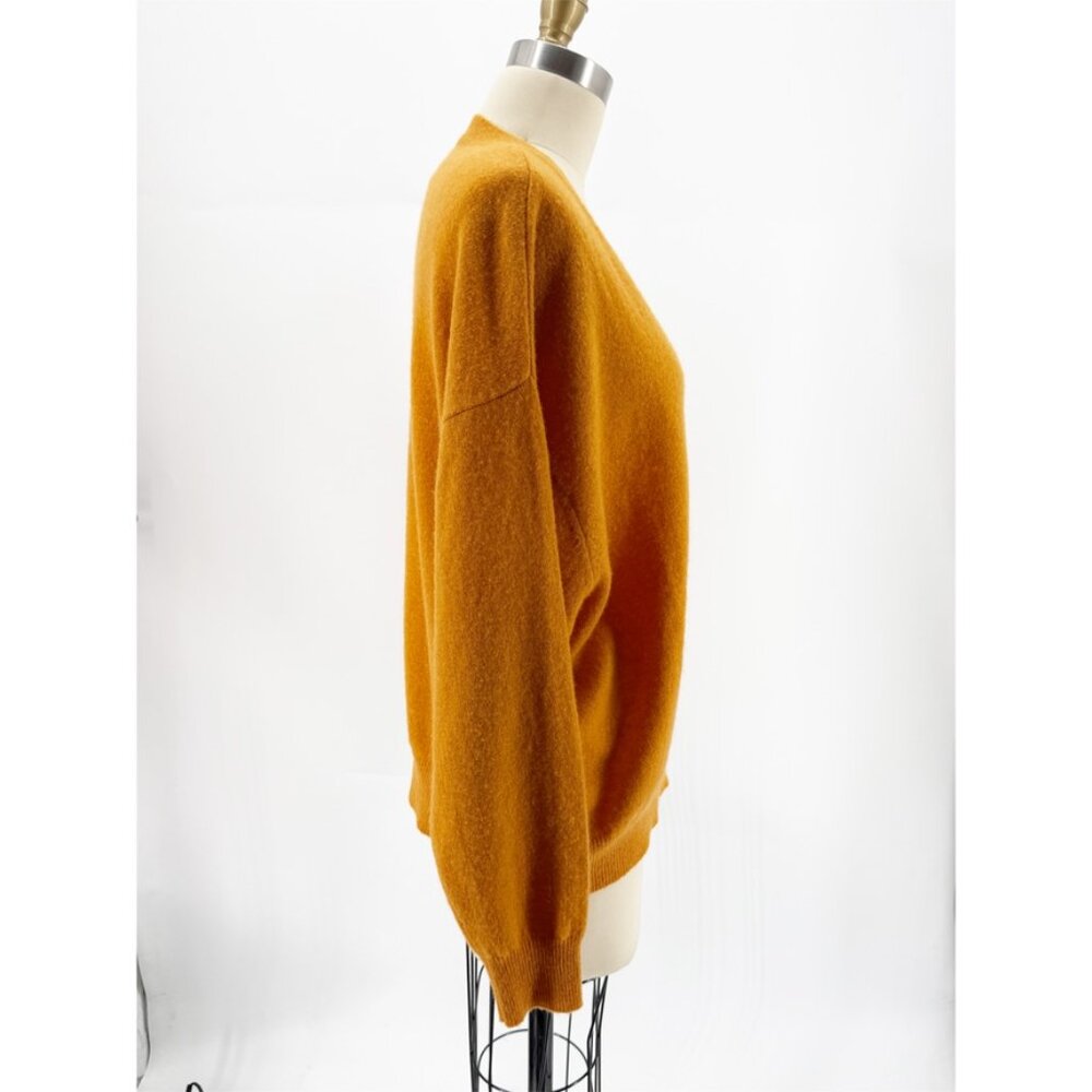 Crush Cashmere Malibu Sunshine V Neck Sweater in Orange 3 - Picture 3 of 13